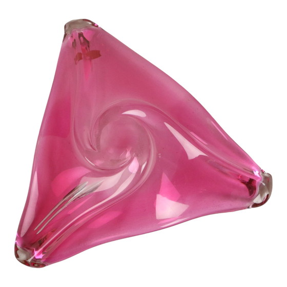 Image 1 of Coupe en cristal rose Val Saint Lambert