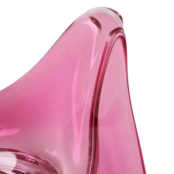 Image 1 of Coupe en cristal rose Val Saint Lambert