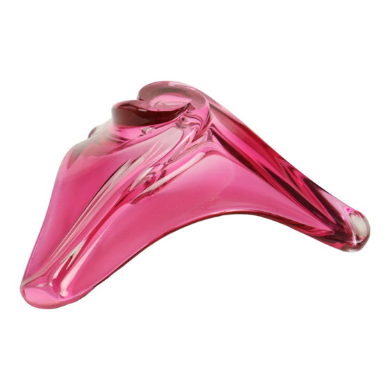 Image 1 of Coupe en cristal rose Val Saint Lambert