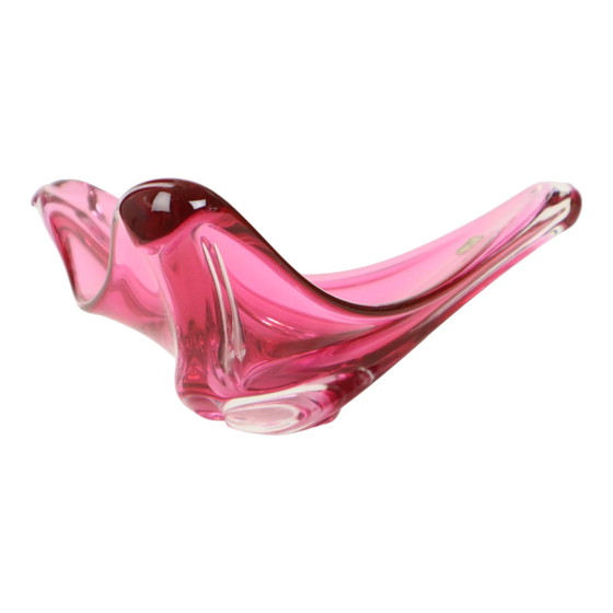 Image 1 of Coupe en cristal rose Val Saint Lambert