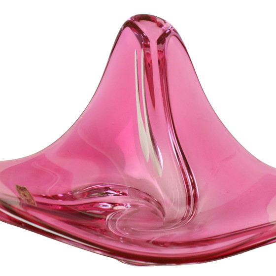 Image 1 of Coupe en cristal rose Val Saint Lambert