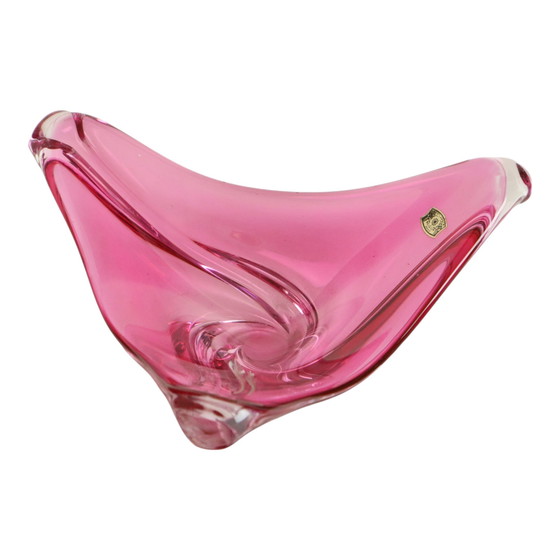 Image 1 of Coupe en cristal rose Val Saint Lambert