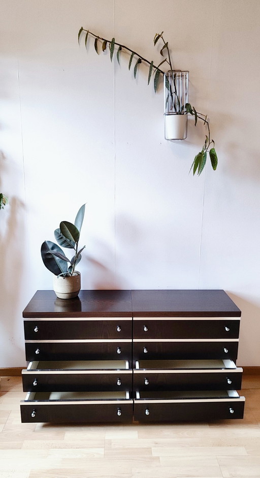 Belgian Design Nightstands Or Dresser With Chrome Details