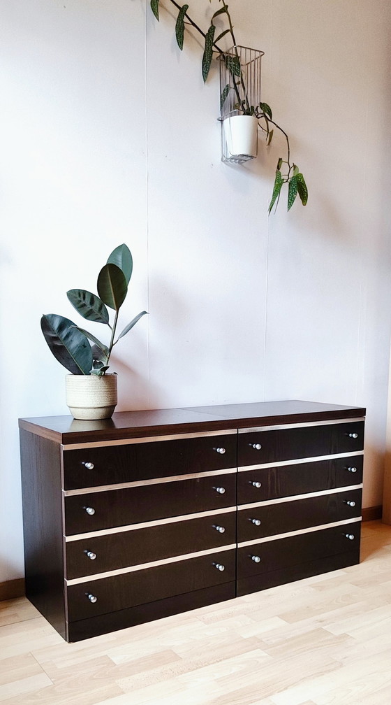 Image 1 of Belgian Design Nightstands Or Dresser With Chrome Details