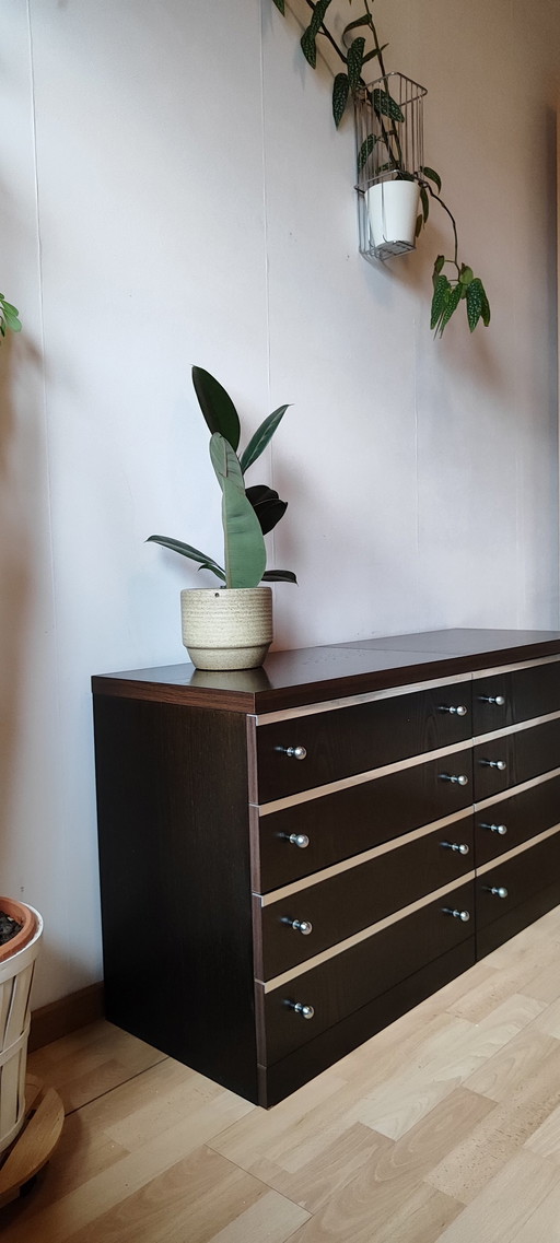 Belgian Design Nightstands Or Dresser With Chrome Details