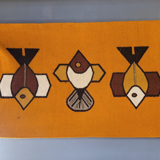 Image 1 of Vintage hand-embroidered sheep's wool rug by Olga Fisch, 1980