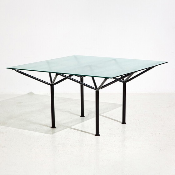 Image 1 of Vintage Italian dining table in metal and glass by Laura De Lorenzi and Stefano Stefani for Pallucco, 1980s