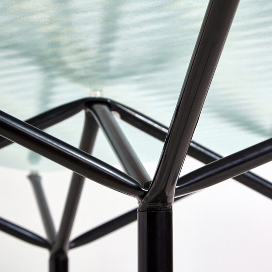 Image 1 of Vintage Italian dining table in metal and glass by Laura De Lorenzi and Stefano Stefani for Pallucco, 1980s