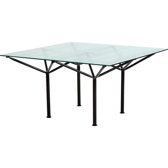 Image 1 of Vintage Italian dining table in metal and glass by Laura De Lorenzi and Stefano Stefani for Pallucco, 1980s