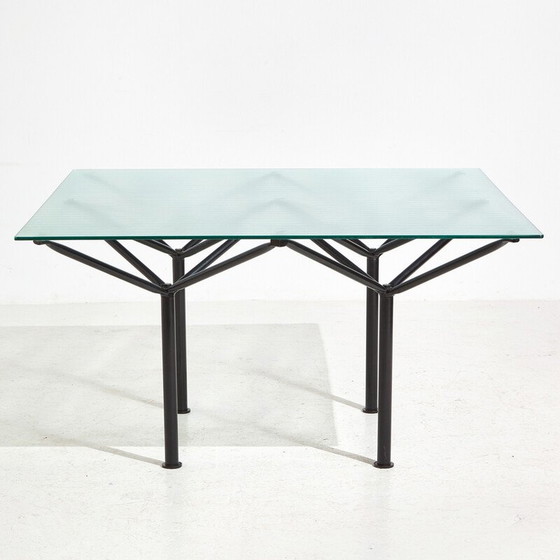 Image 1 of Vintage Italian dining table in metal and glass by Laura De Lorenzi and Stefano Stefani for Pallucco, 1980s