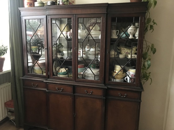 Image 1 of Classic English Breakfront Bookcase/Serving Cabinet