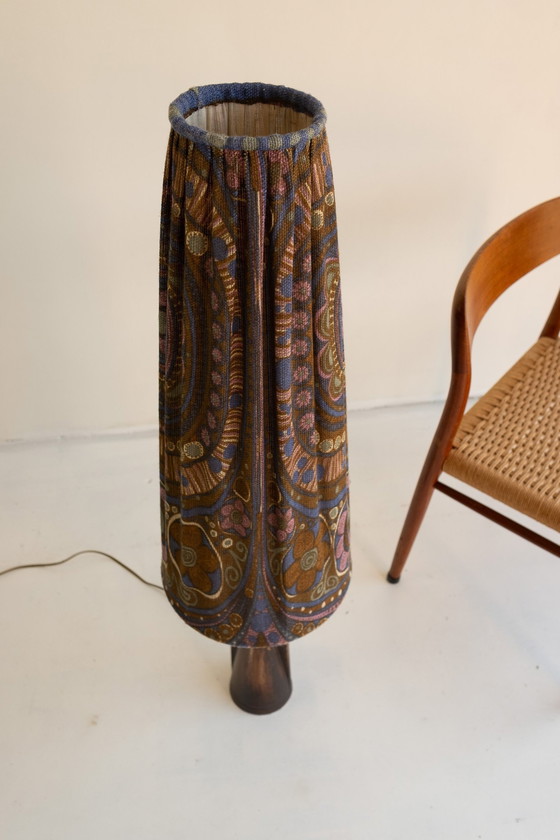 Image 1 of Xl Seventies Lampshade + Brown Floor Lamp