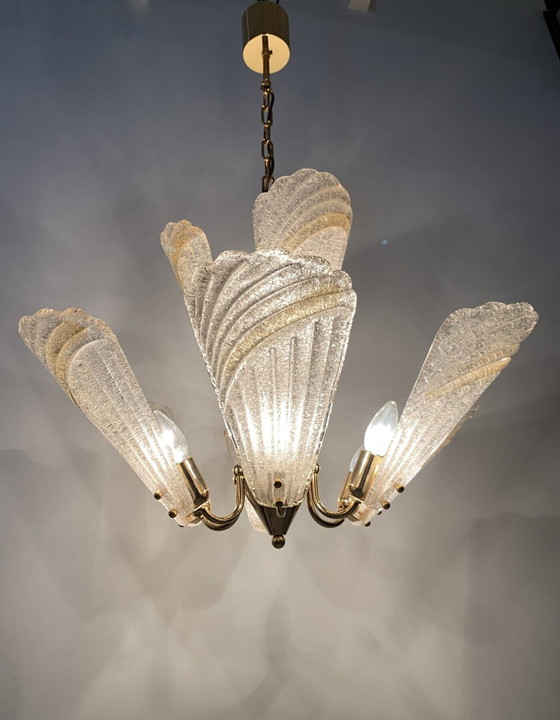 Image 1 of Large Italian Murano Glass Chandelier Hollywood Regency design - 1970s