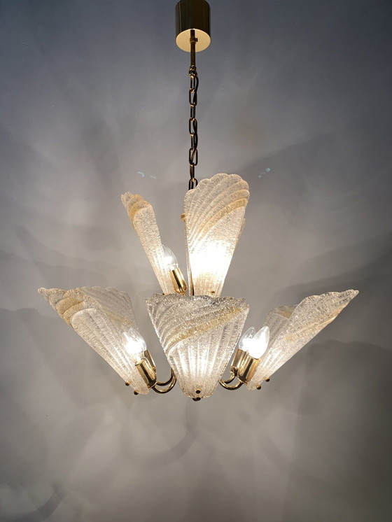 Image 1 of Large Italian Murano Glass Chandelier Hollywood Regency design - 1970s