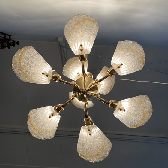 Image 1 of Large Italian Murano Glass Chandelier Hollywood Regency design - 1970s