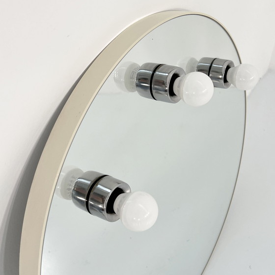 Image 1 of Round White Vanity Mirror From Gedy, 1980S