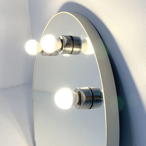 Image 1 of Round White Vanity Mirror From Gedy, 1980S