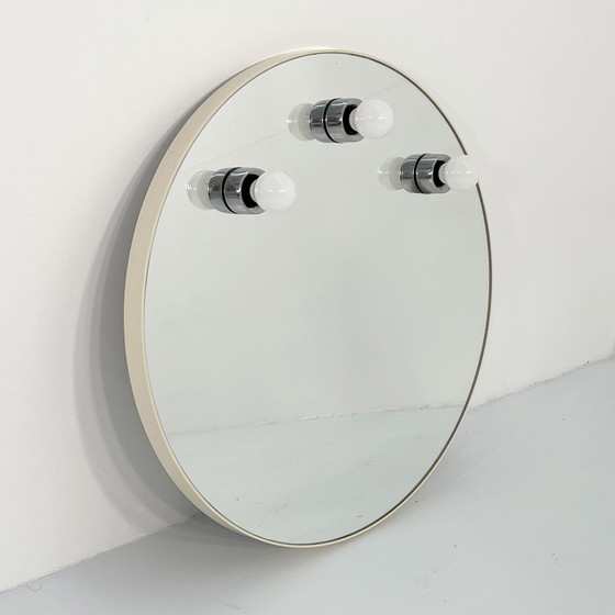 Image 1 of Round White Vanity Mirror From Gedy, 1980S