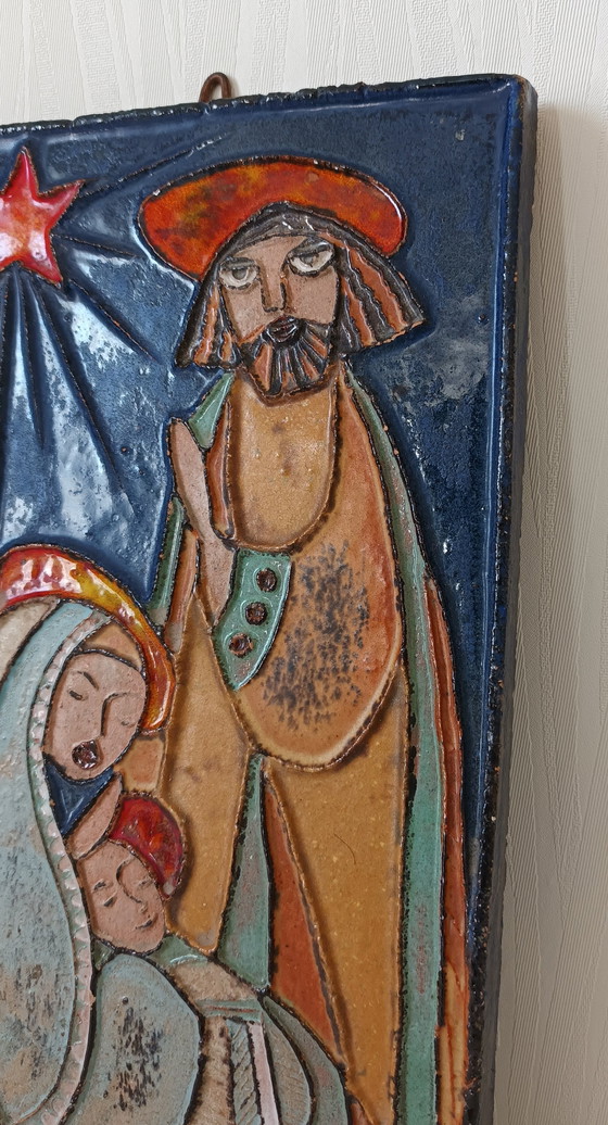 Image 1 of Terracotta Religious Plaque Vallauris Vintage