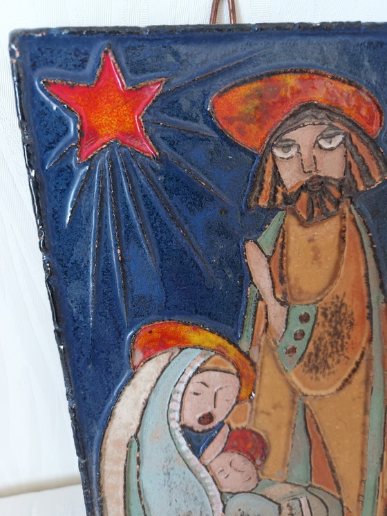 Image 1 of Terracotta Religious Plaque Vallauris Vintage