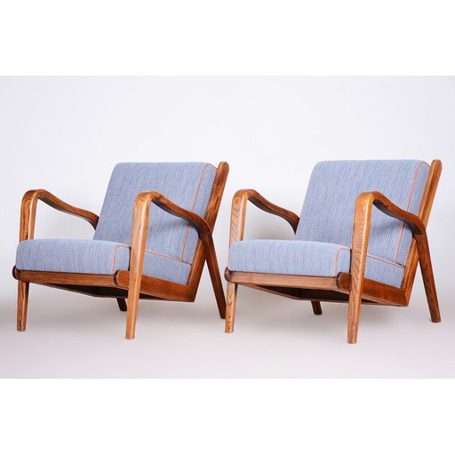 Pair of vintage Art Deco ash armchairs by Jan Vanek, Czechoslovakia 1940
