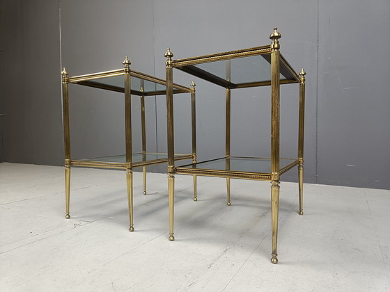 Image 1 of Pair Of Brass Neoclassical Side Tables, 1970S