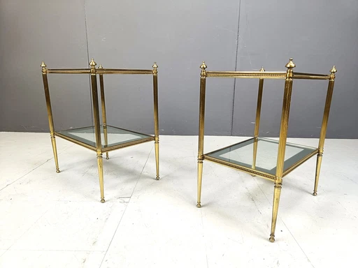 Pair Of Brass Neoclassical Side Tables, 1970S