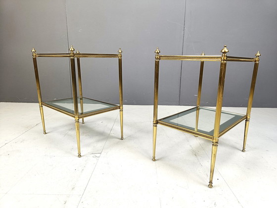 Image 1 of Pair Of Brass Neoclassical Side Tables, 1970S