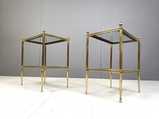 Image 1 of Pair Of Brass Neoclassical Side Tables, 1970S