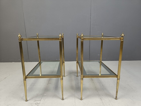 Image 1 of Pair Of Brass Neoclassical Side Tables, 1970S