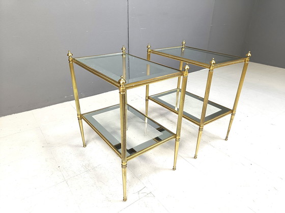 Image 1 of Pair Of Brass Neoclassical Side Tables, 1970S