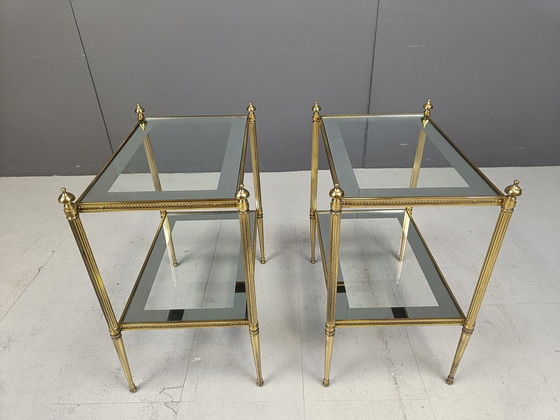 Image 1 of Pair Of Brass Neoclassical Side Tables, 1970S