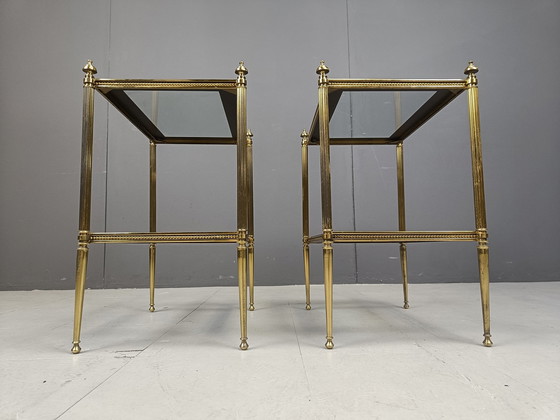 Image 1 of Pair Of Brass Neoclassical Side Tables, 1970S