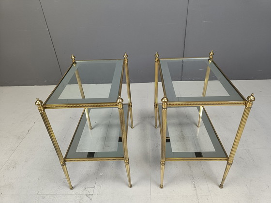 Image 1 of Pair Of Brass Neoclassical Side Tables, 1970S