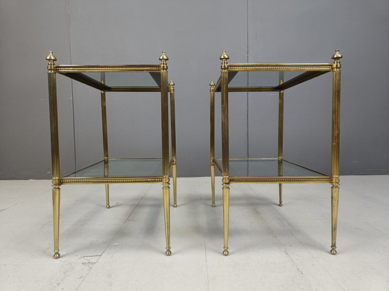 Image 1 of Pair Of Brass Neoclassical Side Tables, 1970S