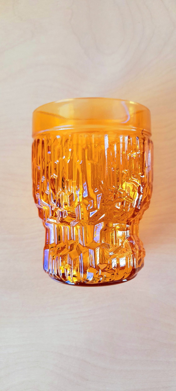 Image 1 of Set Of 6 Amber Glasses 1970