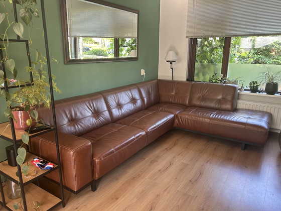 Image 1 of Sanders Leather Corner Sofa Cognac