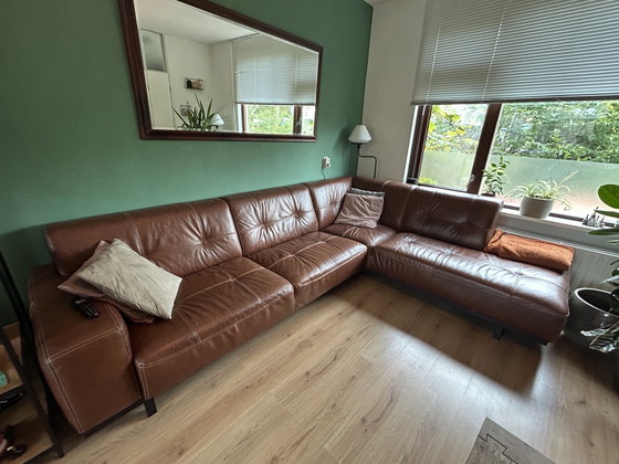 Image 1 of Sanders Leather Corner Sofa Cognac