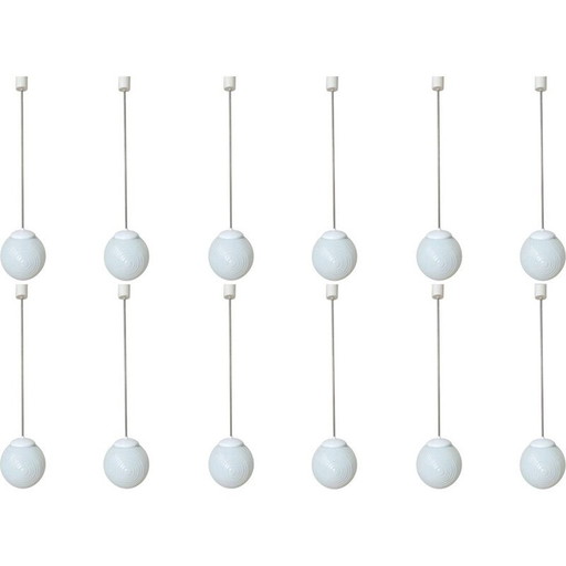 Set of 12 vintage glass pendant lamps 1970
