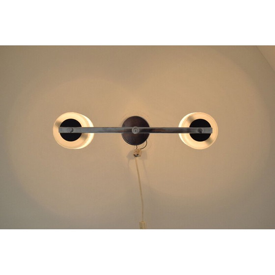 Image 1 of Vintage milk glass, chrome and plastic chandelier by Lidokov, Czechoslovakia 1970