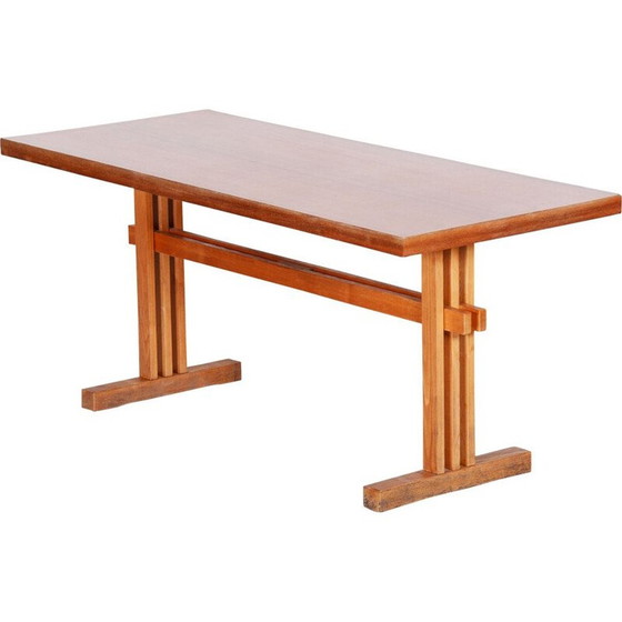 Image 1 of Vintage beech and rosewood coffee table by Dřevopodnik Holešov, Czechoslovakia 1960