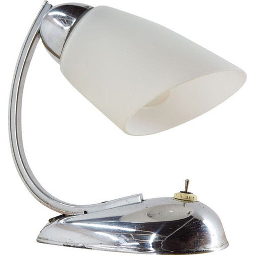 Lampada art déco cromata vintage, Cecoslovacchia 1930