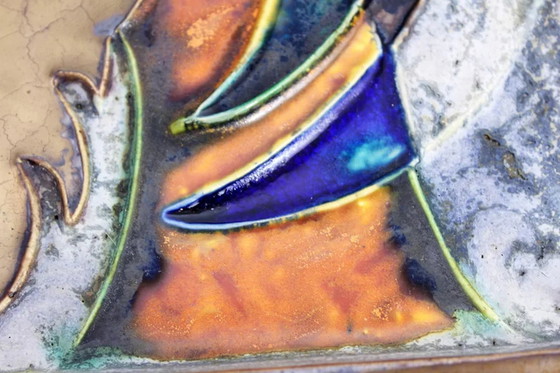 Image 1 of Ceramic wall plaque and modernist horse motif glaze