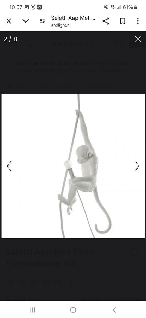 Image 1 of Seletti Monkey Ceiling Lamp