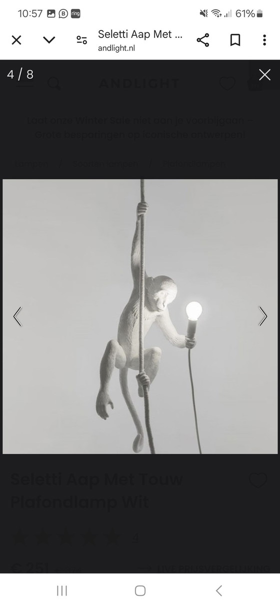 Image 1 of Seletti Monkey Ceiling Lamp