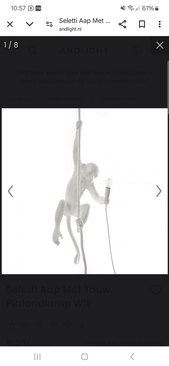 Image 1 of Seletti Monkey Ceiling Lamp