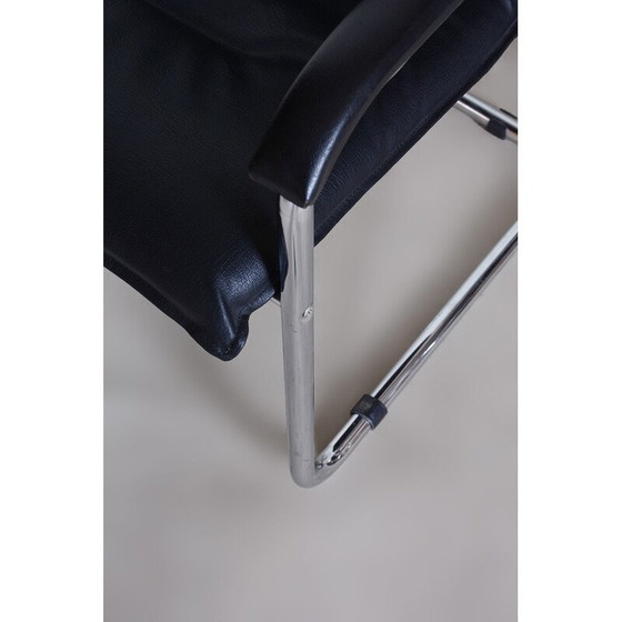 Image 1 of Coppia di poltrone vintage Bauhaus nere in similpelle, Germania anni '70