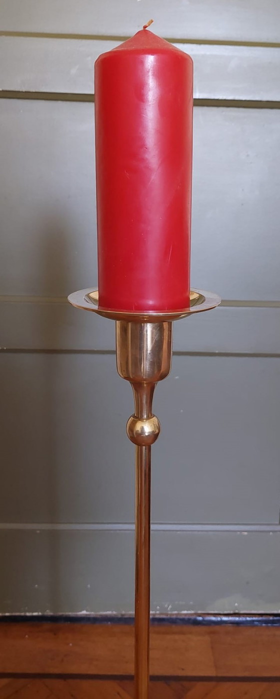 Image 1 of 3x Large brass candlesticks