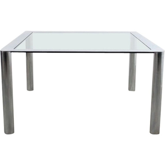 Image 1 of Vintage chromed metal and glass Cinova dining table by Sergio Mazza & Giuliana Gramigna, 1970s