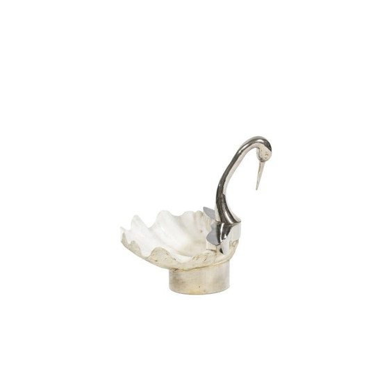 Image 1 of Vintage swan in shell and silvered bronze, 1970s